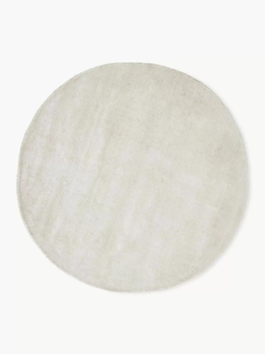 Runde Teppiche-Westwing Collection Runder Viskoseteppich Jane, handgewebt Off White