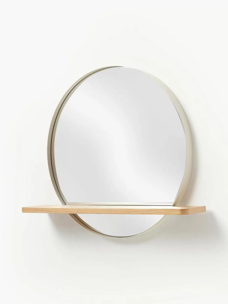 Wandspiegel-Westwing Collection Runder Wandspiegel Kenny mit Holz-Ablage