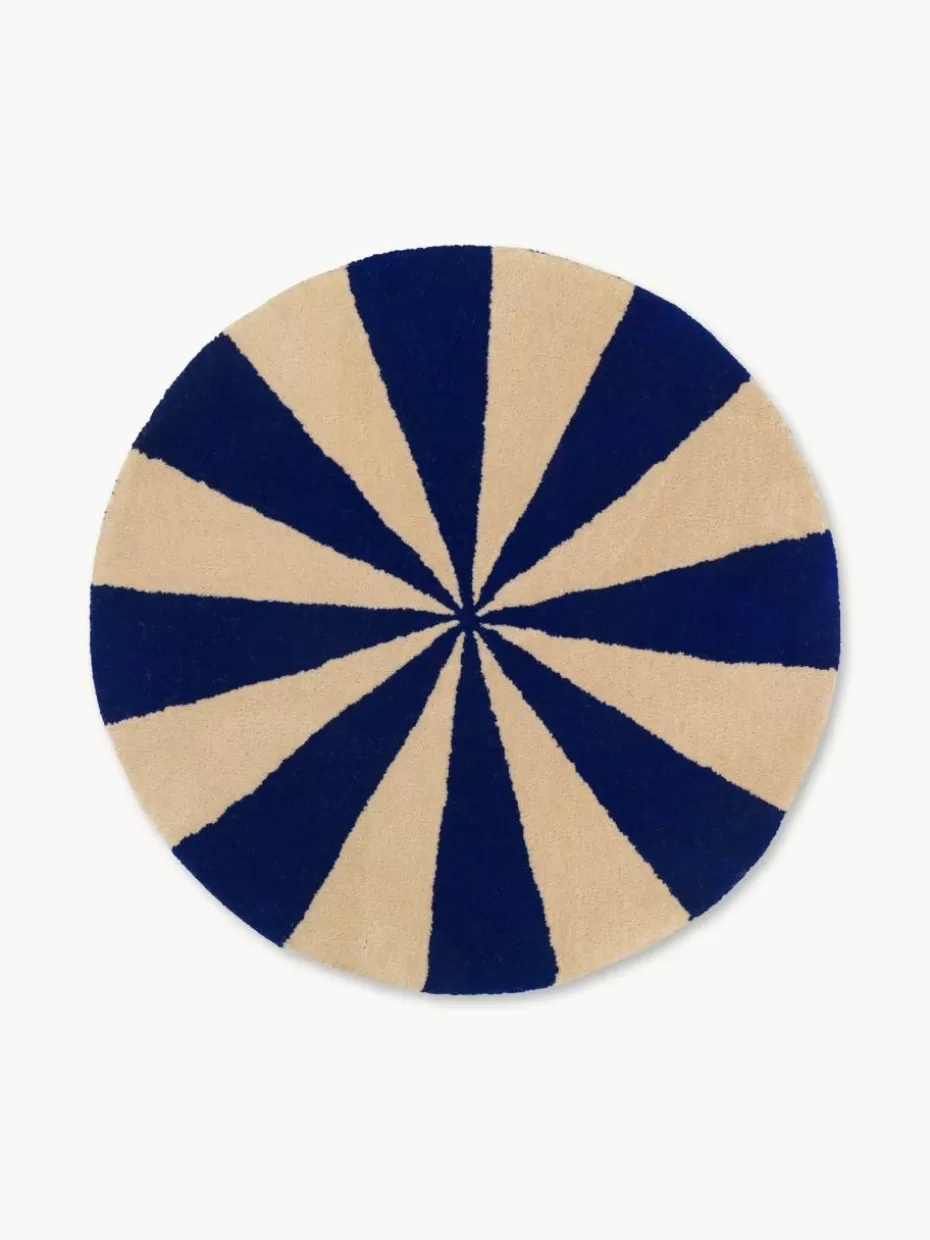 Teppiche-ferm LIVING Kids Runder Wollteppich Arch, handgetuftet Dunkelblau, Hellbeige