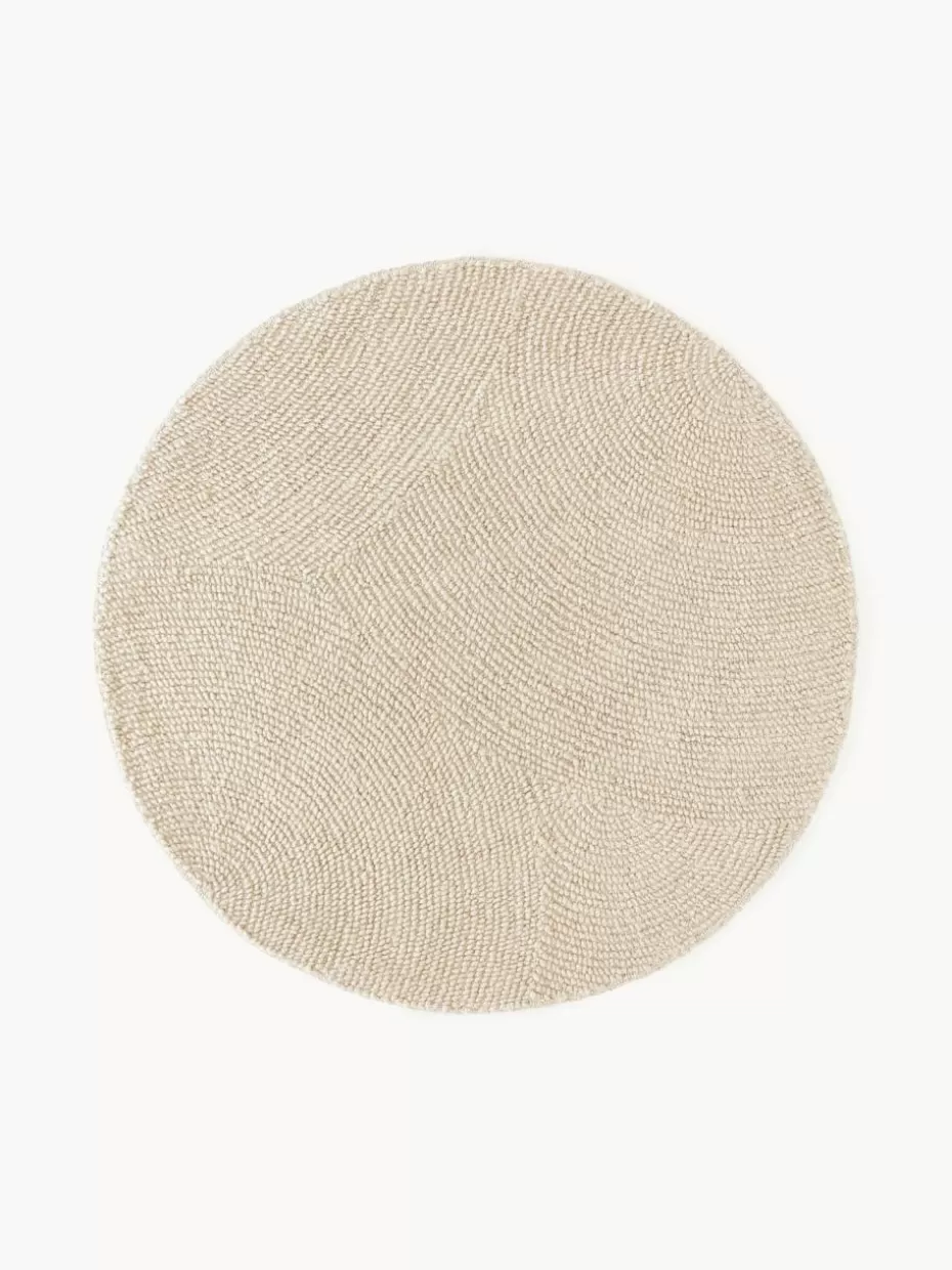 Runde Teppiche-Westwing Collection Runder Wollteppich Eleni, handgetuftet Hellbeige