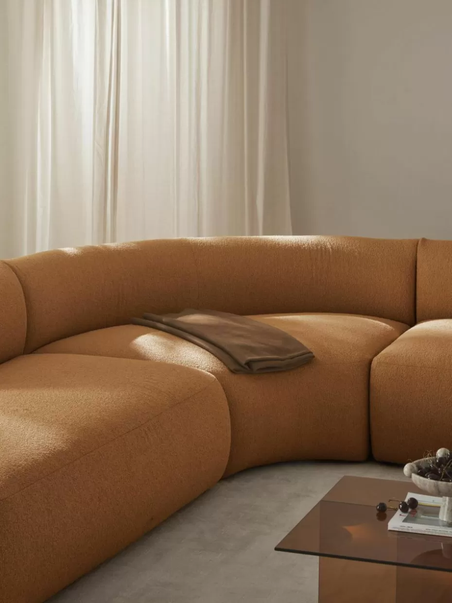 Sofas | Sofaserien-Westwing Collection Rundes Bouclé-Eckmodul Sofia Bouclé Hellbraun