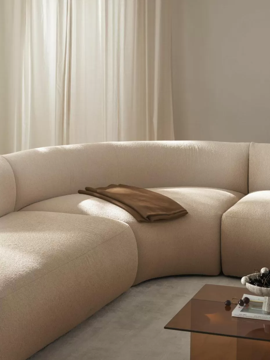 Sofas | Sofaserien-Westwing Collection Rundes Bouclé-Eckmodul Sofia Bouclé Hellbeige