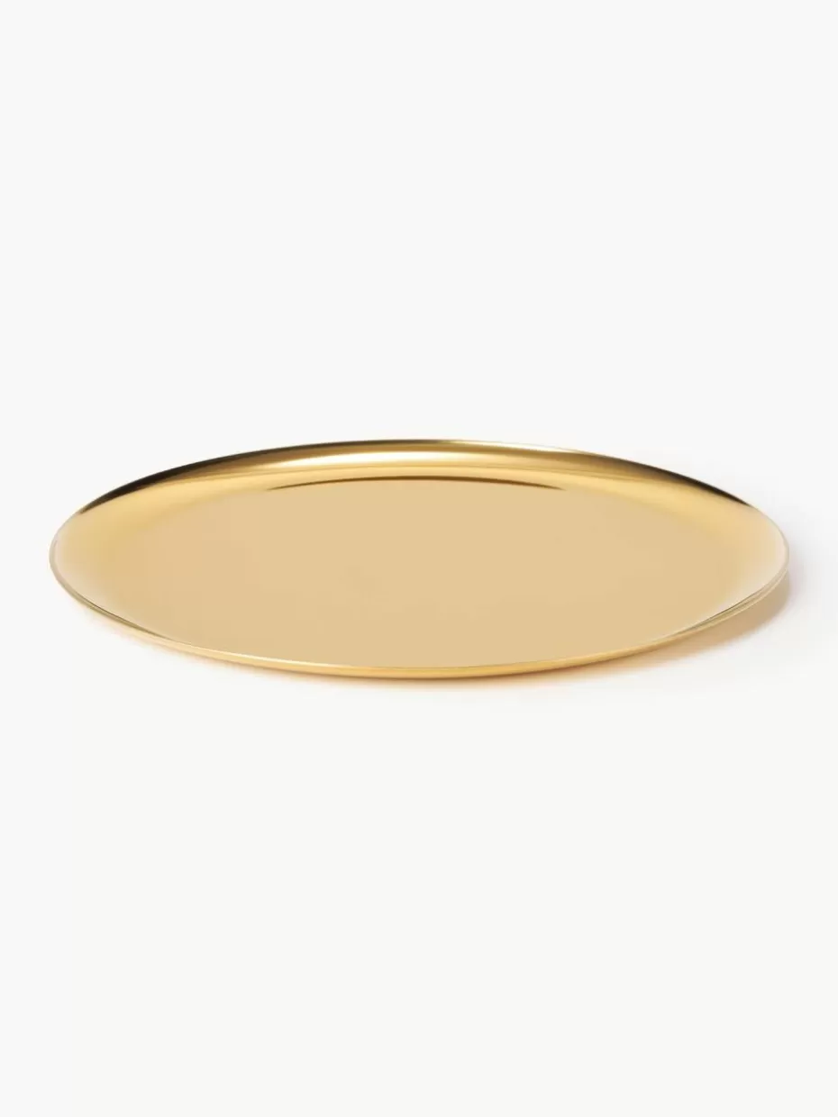 Dekotabletts-Westwing Collection Rundes Deko-Tablett Samu Goldfarben