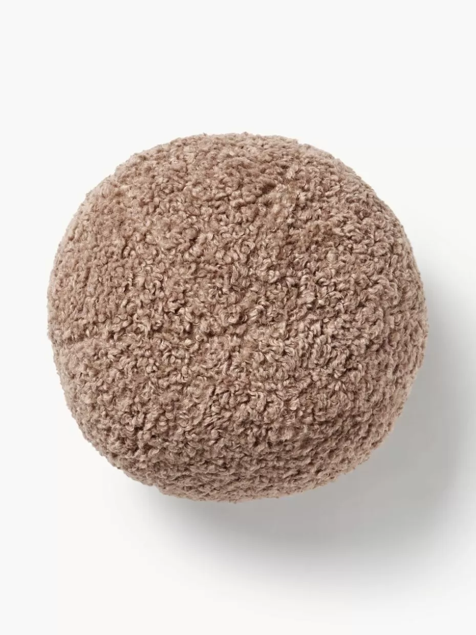 Dekokissen-Westwing Collection Rundes Teddy-Dekokissen Dotty Nougat