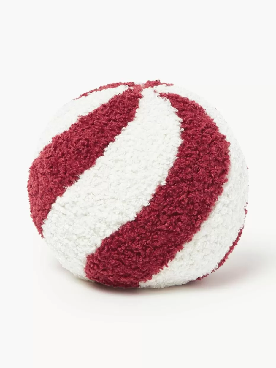 Weihnachtskissen | Glow-Up-Westwing Collection Rundes Teddy-Dekokissen Dotty Rot, Weiß