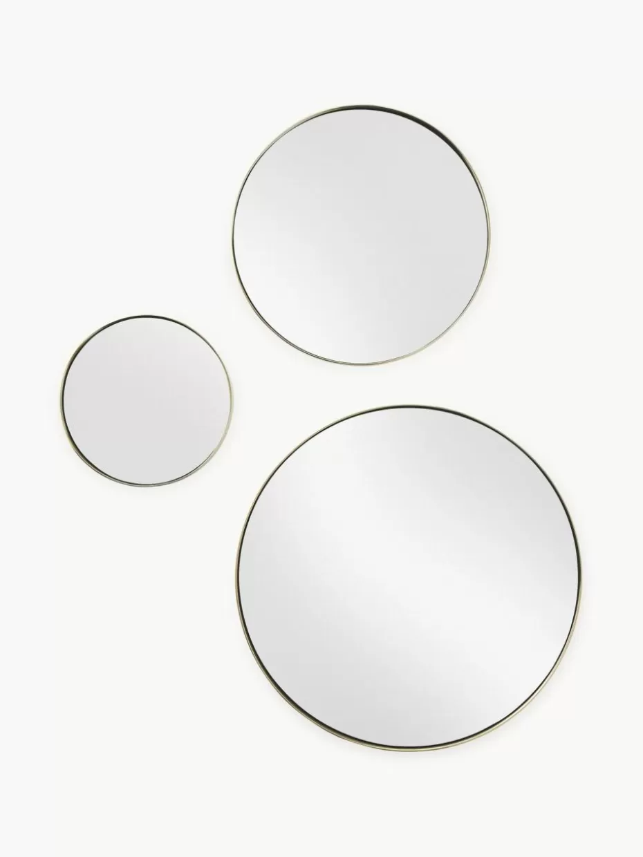 Wandspiegel-Westwing Collection Rundes Wandspiegel-Set Lacie, 3er-Set Goldfarben