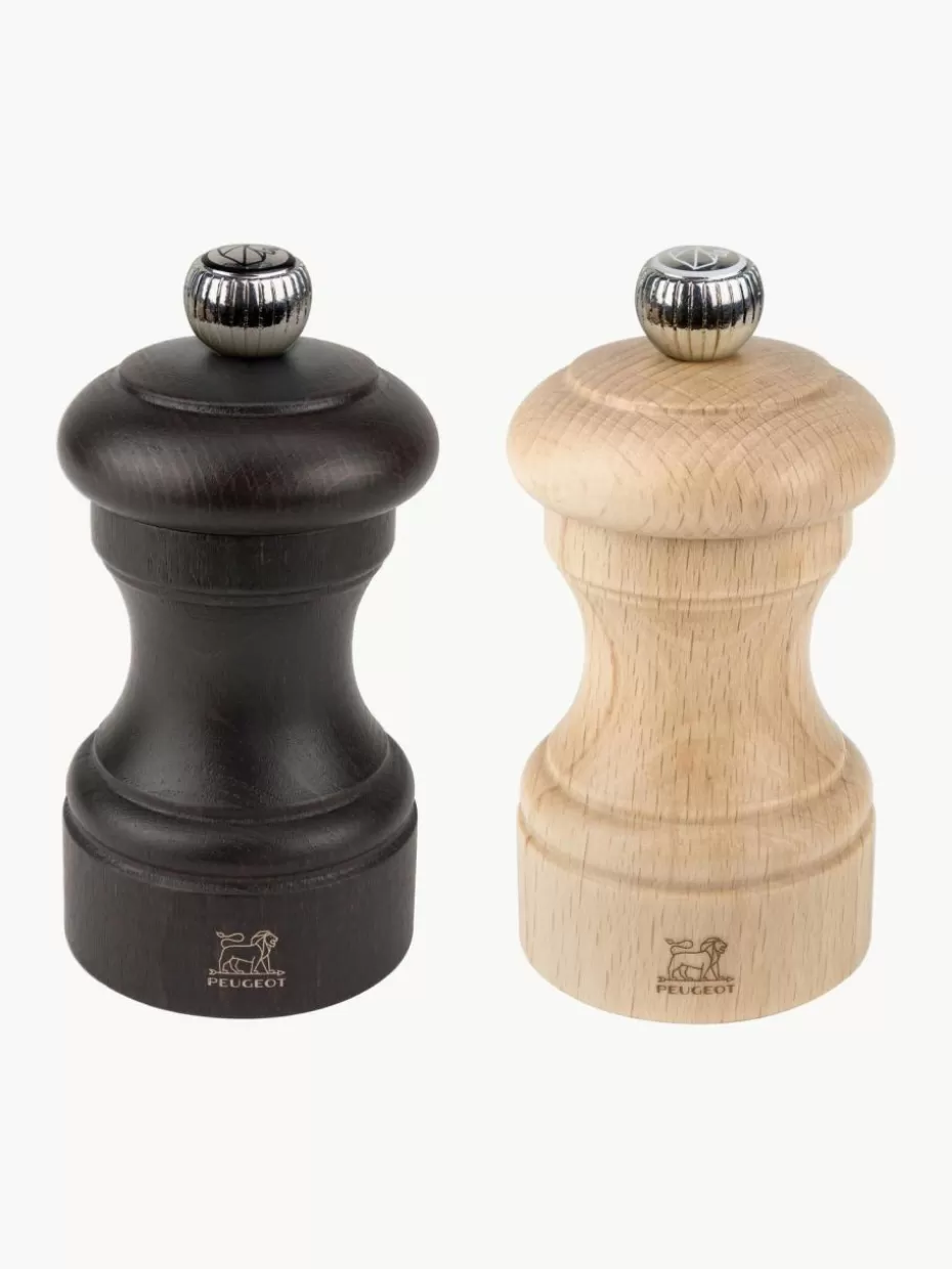 Gewürzmühlen-Peugeot Saveurs Salz- & Pfeffermühle Bistro aus Buchenholz, 2er-Set Buchenholz, dunkel und hell lackiert