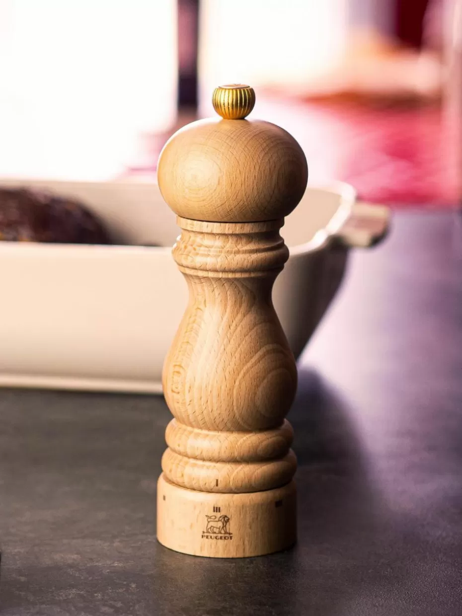 Gewürzmühlen-Peugeot Saveurs Salzmühle Paris aus , H 18 cm Buchenholz