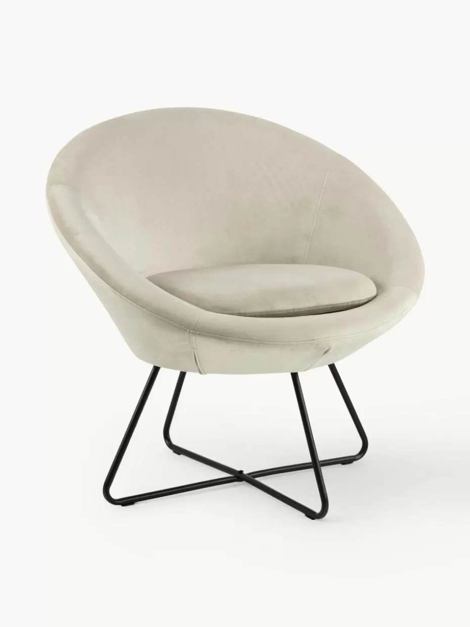 Sessel-Westwing Samt-Cocktailsessel Center Samt Hellbeige