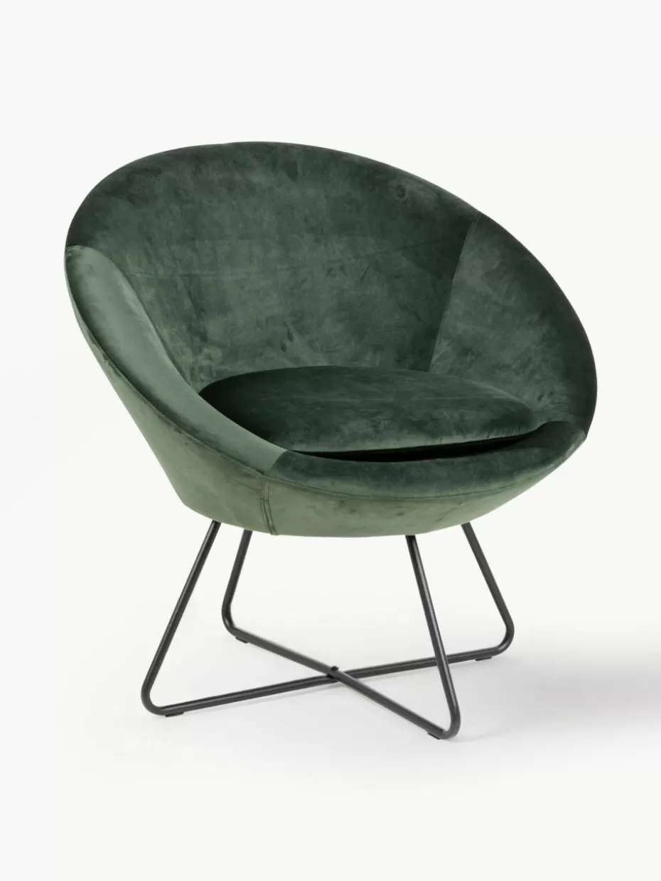 Sessel-Westwing Samt-Cocktailsessel Center Samt Dunkelgrün