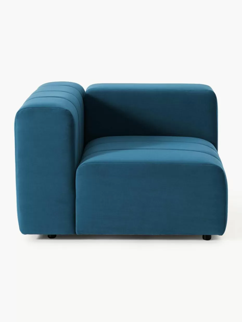 Sofaserien-Westwing Collection Samt-Eckmodul Lena Samt Petrol