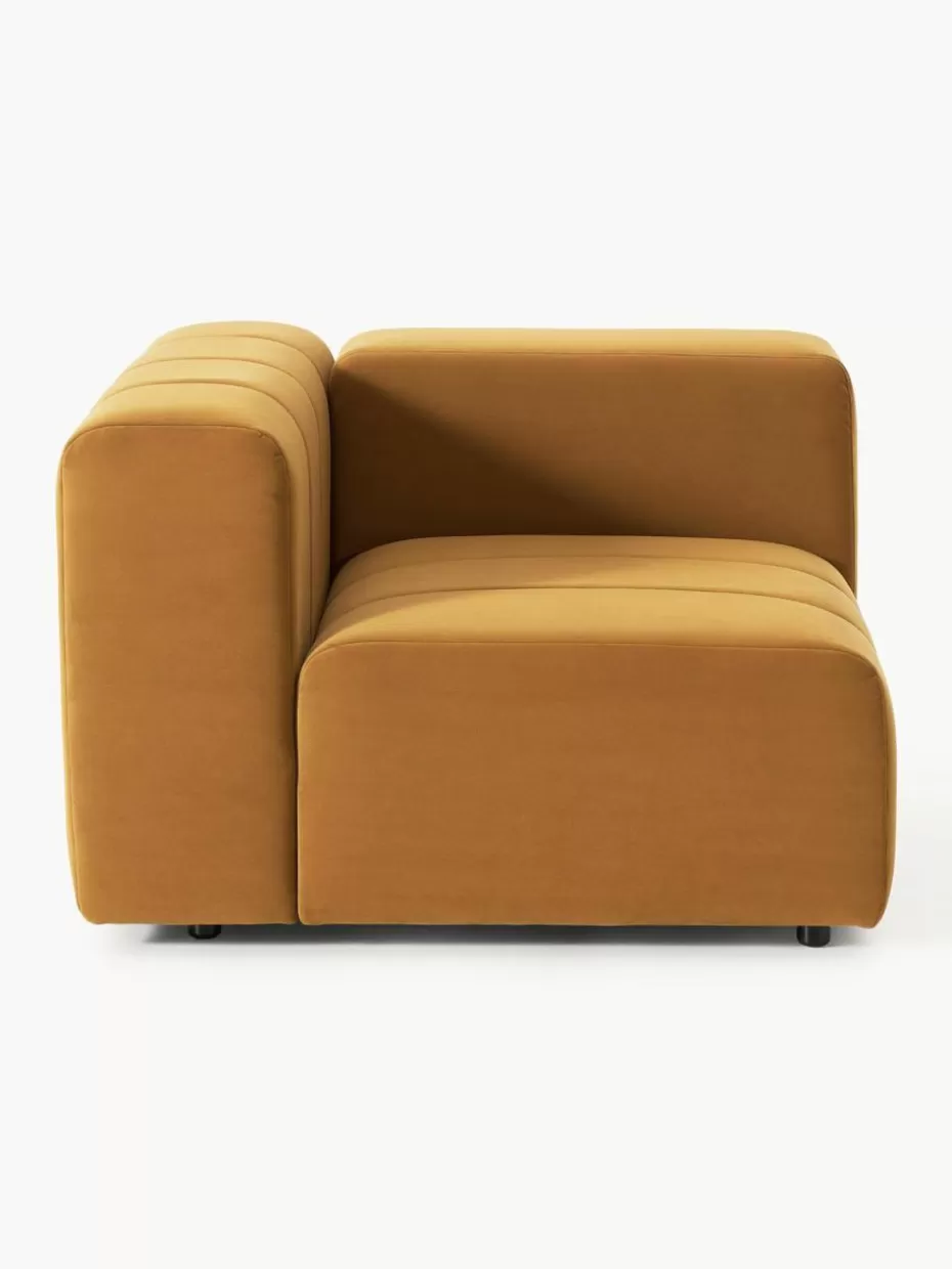 Sofaserien-Westwing Collection Samt-Eckmodul Lena Samt Ocker