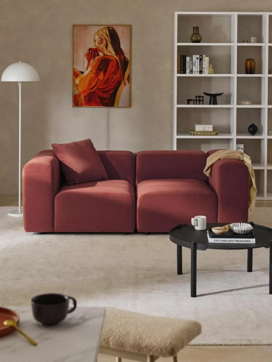 Sofaserien-Westwing Collection Samt-Eckmodul Lena Samt Weinrot