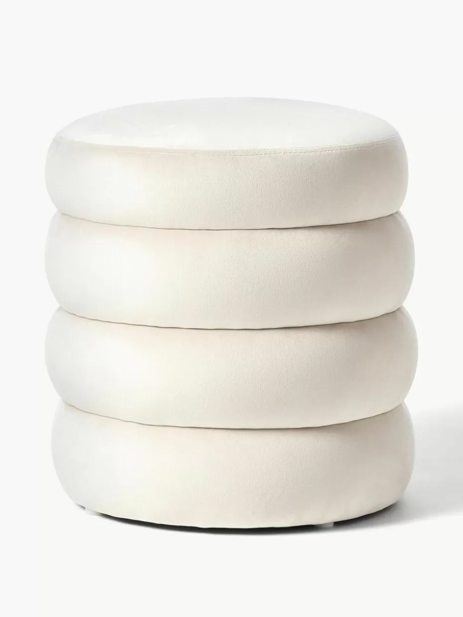 Hocker | Flur Hocker-Westwing Collection Samt-Hocker Alto Samt Cremeweiß