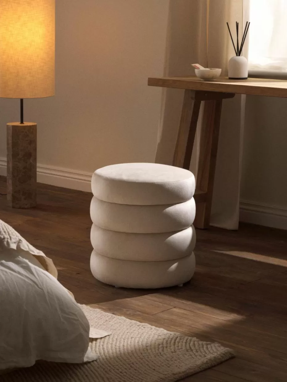 Hocker | Flur Hocker-Westwing Collection Samt-Hocker Alto Samt Cremeweiß