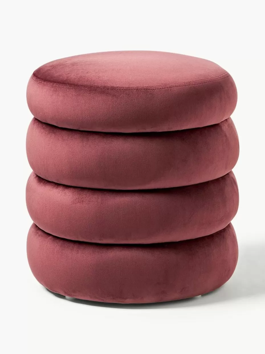 Festliche Eleganz | Hocker-Westwing Collection Samt-Hocker Alto mit Stauraum Samt Weinrot