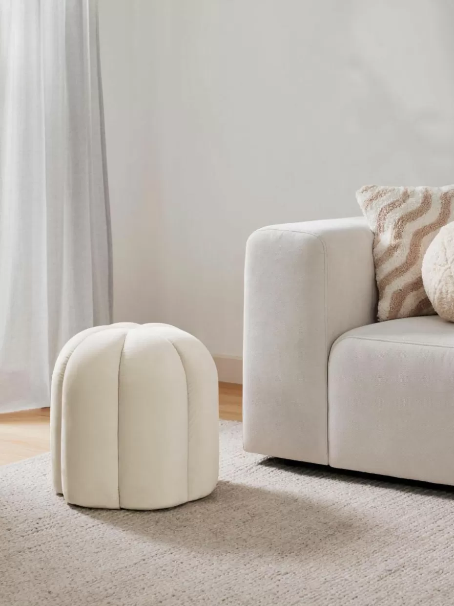 Hocker-Westwing Collection Samt-Hocker Cali Samt Cremeweiß