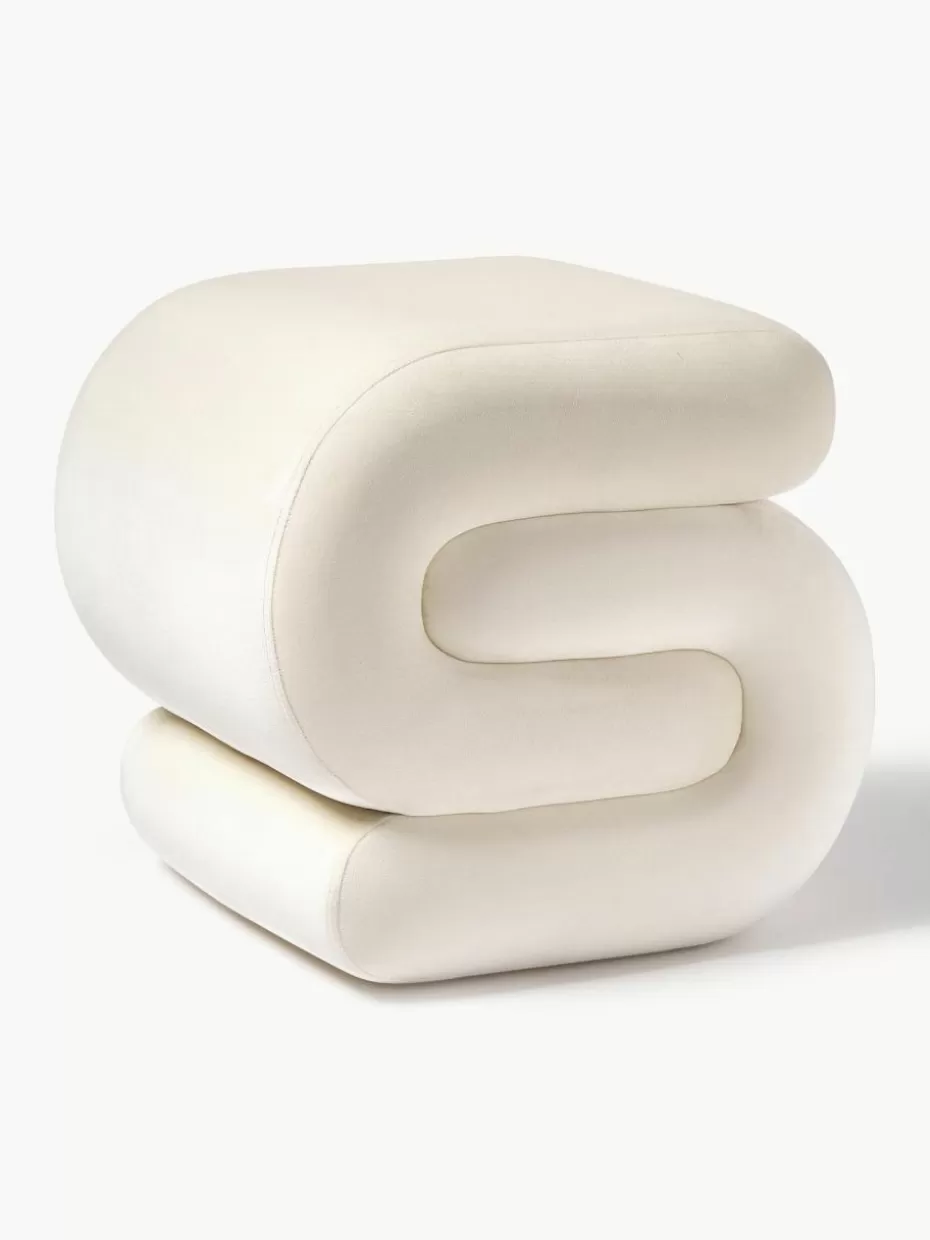 Festliche Eleganz | Hocker-Westwing Collection Samt-Hocker Merle Samt Cremeweiß