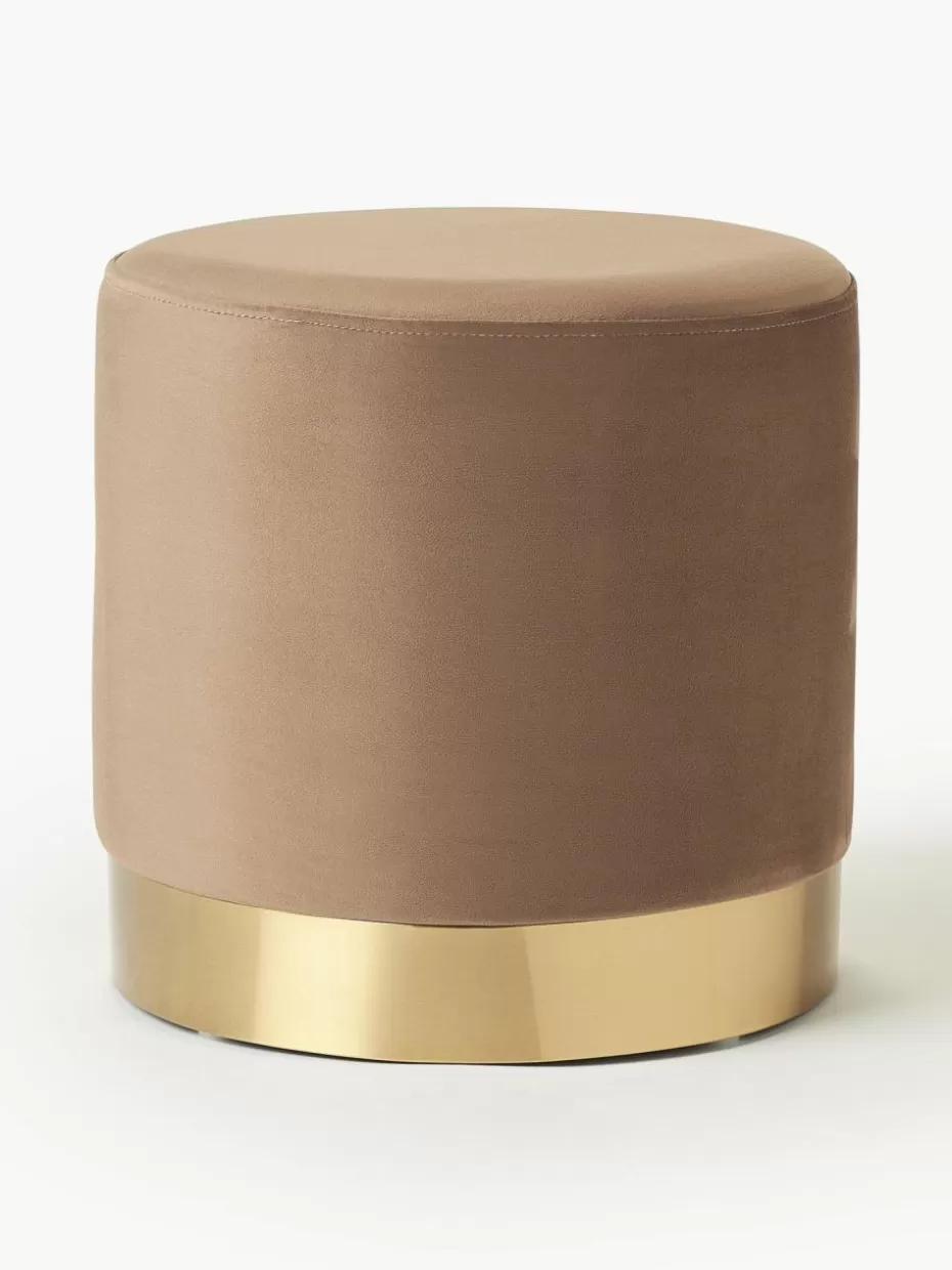 Flur Hocker | Hocker-Westwing Collection Samt-Hocker Orchid Samt Nougat, Goldfarben