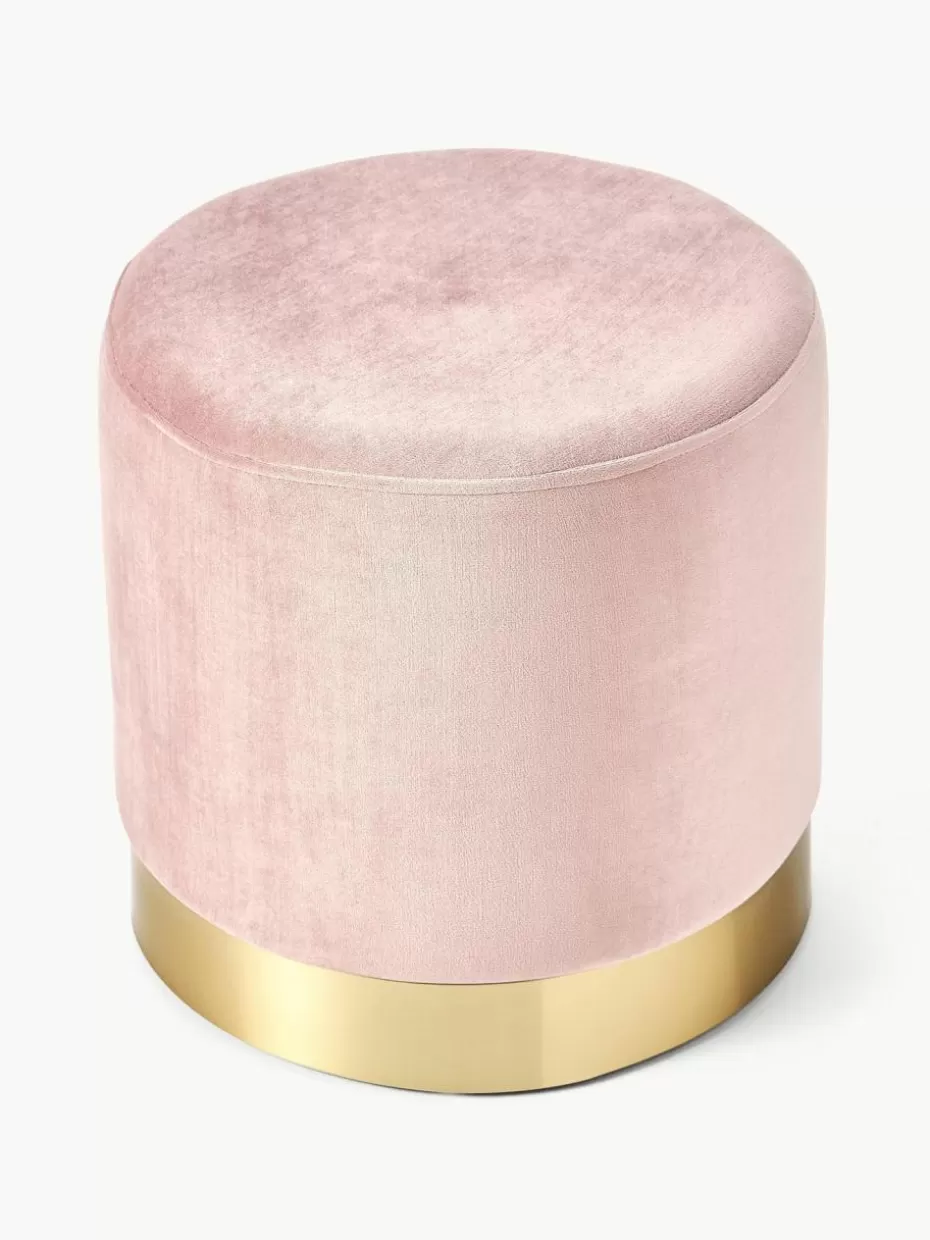 Flur Hocker | Hocker-Westwing Collection Samt-Hocker Orchid Samt Altrosa, Goldfarben