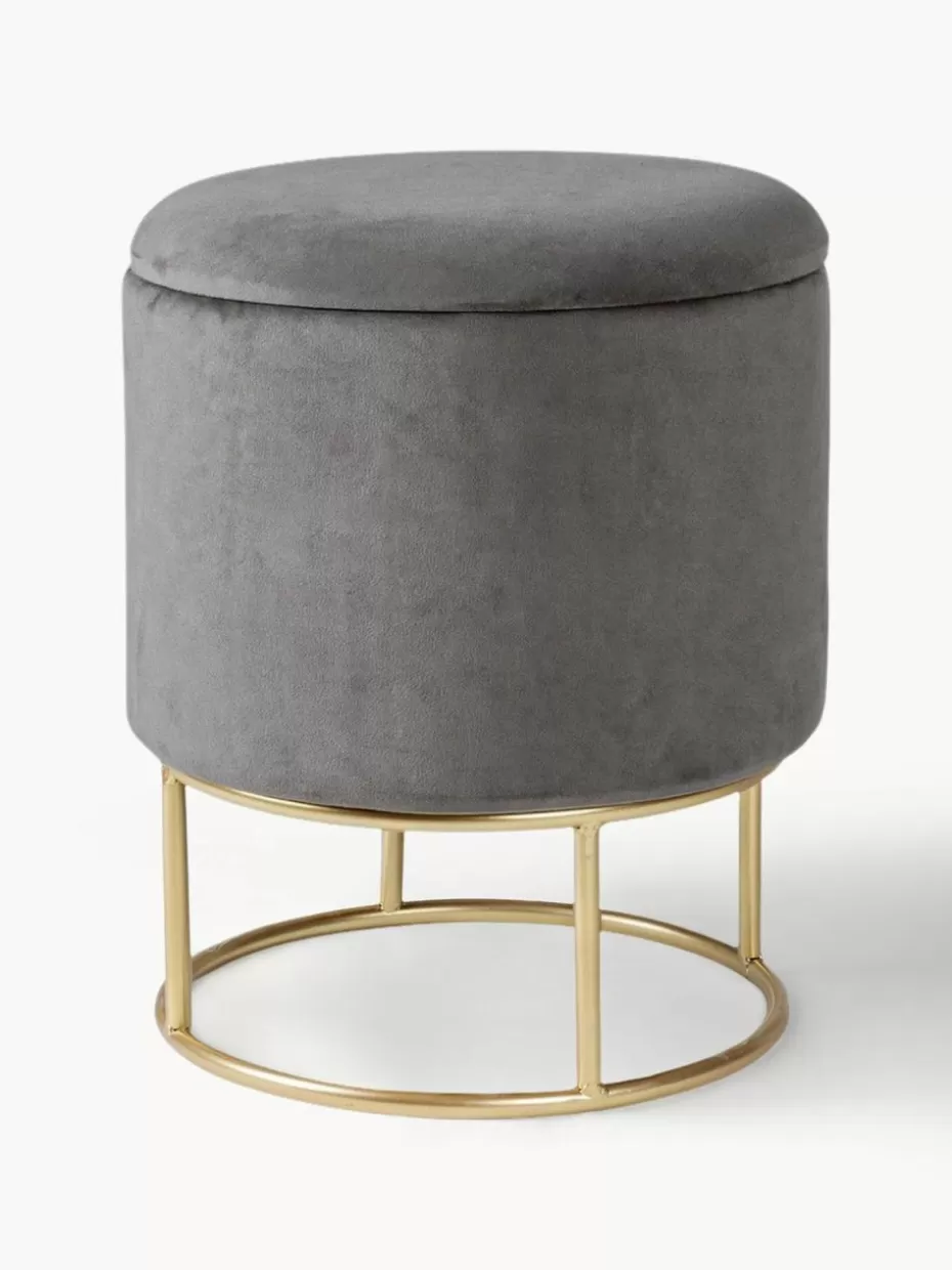 Hocker-Bizzotto Samt-Hocker Polina mit Stauraum Samt Dunkelgrau