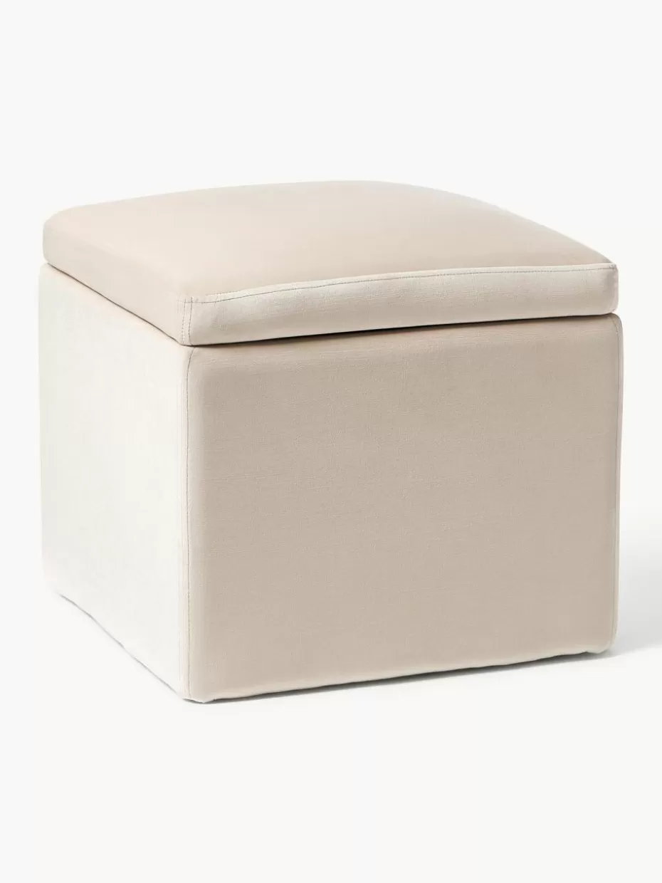 Flur Hocker | Hocker-Westwing Collection Samt-Hocker Winou mit Stauraum Samt Hellbeige