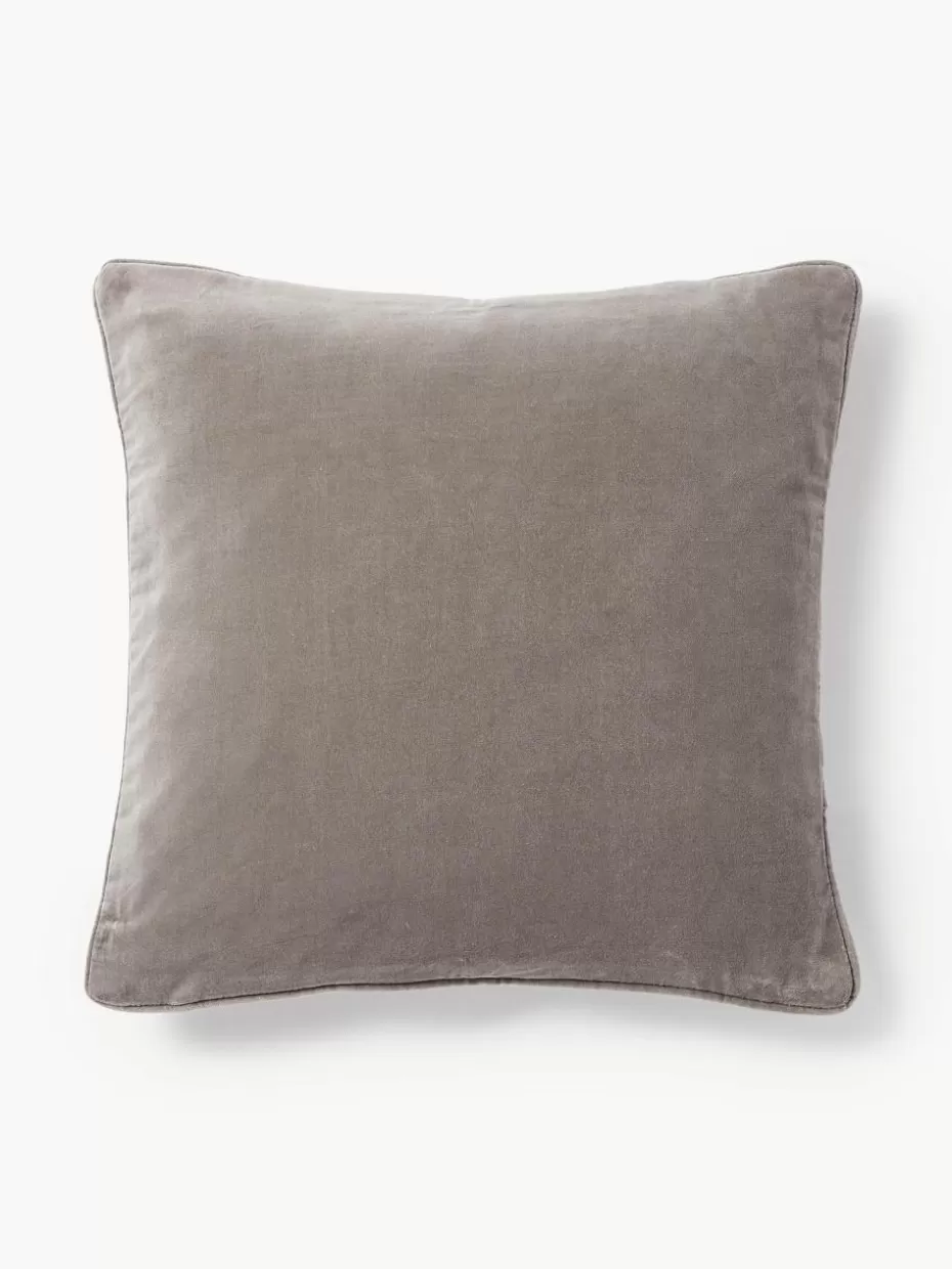 Dekokissen-Westwing Collection Samt-Kissenhülle Dana Taupe
