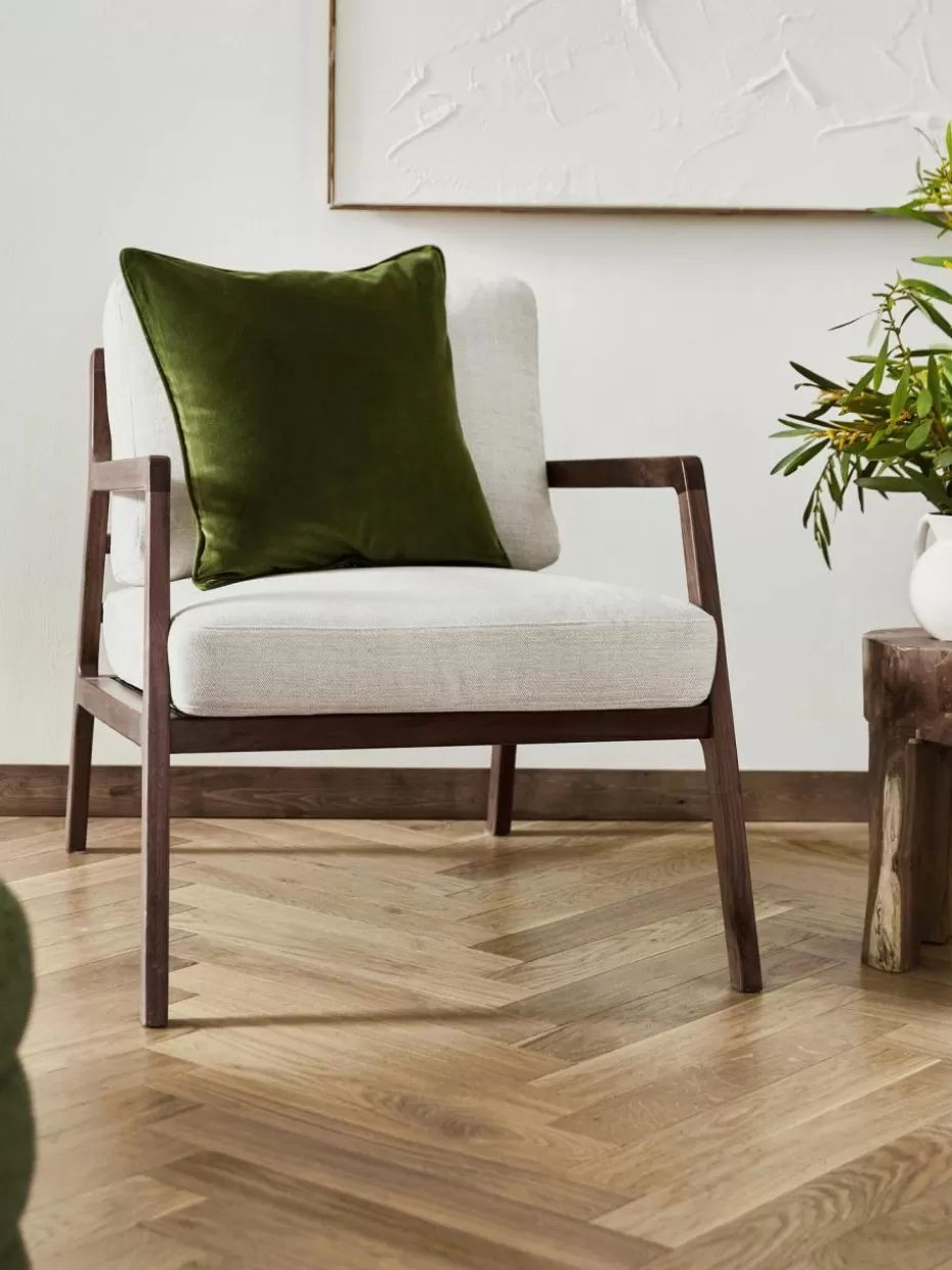 Weihnachtskissen | Dekokissen-Westwing Collection Samt-Kissenhülle Dana Olivegrün