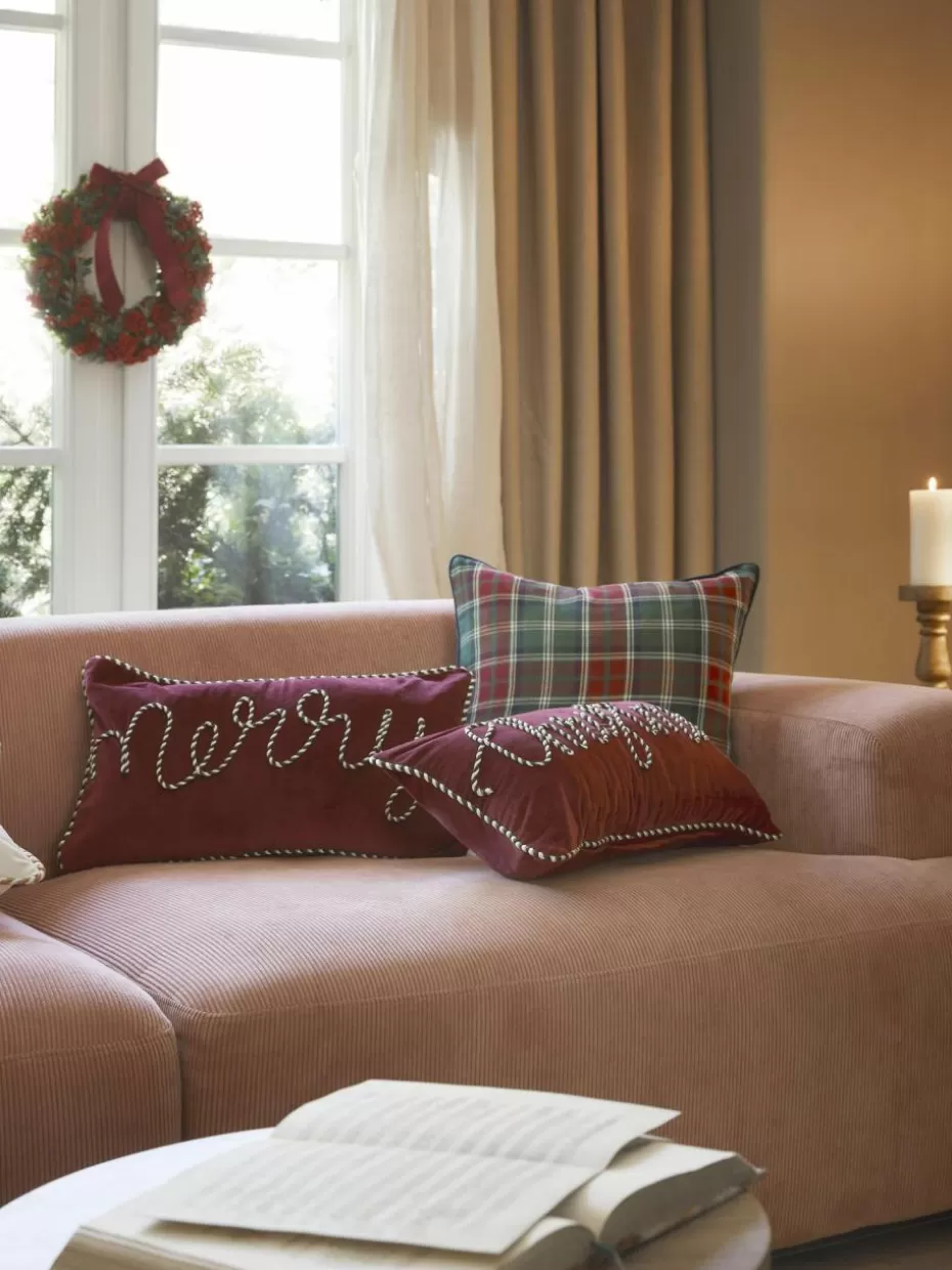 Weihnachtskissen | Festliche Eleganz-Westwing Collection Samt-Kissenhüllen Jolly, 2er-Set Rot