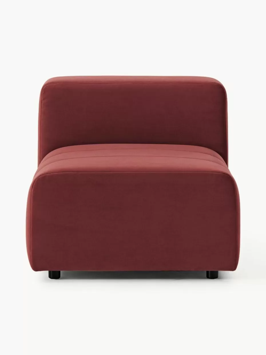 Sofaserien-Westwing Collection Samt-Mittelmodul Lena Samt Weinrot
