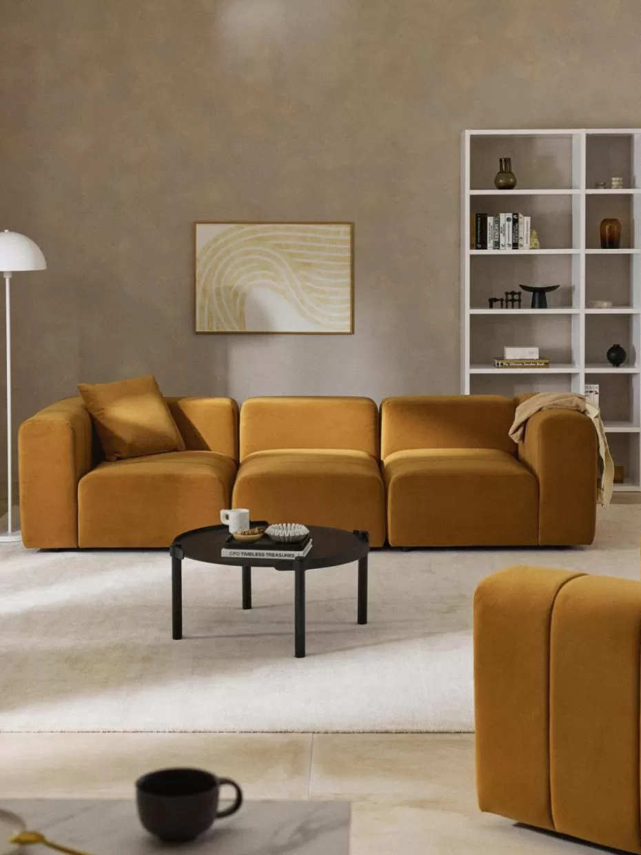 Sofaserien-Westwing Collection Samt-Mittelmodul Lena Samt Ocker