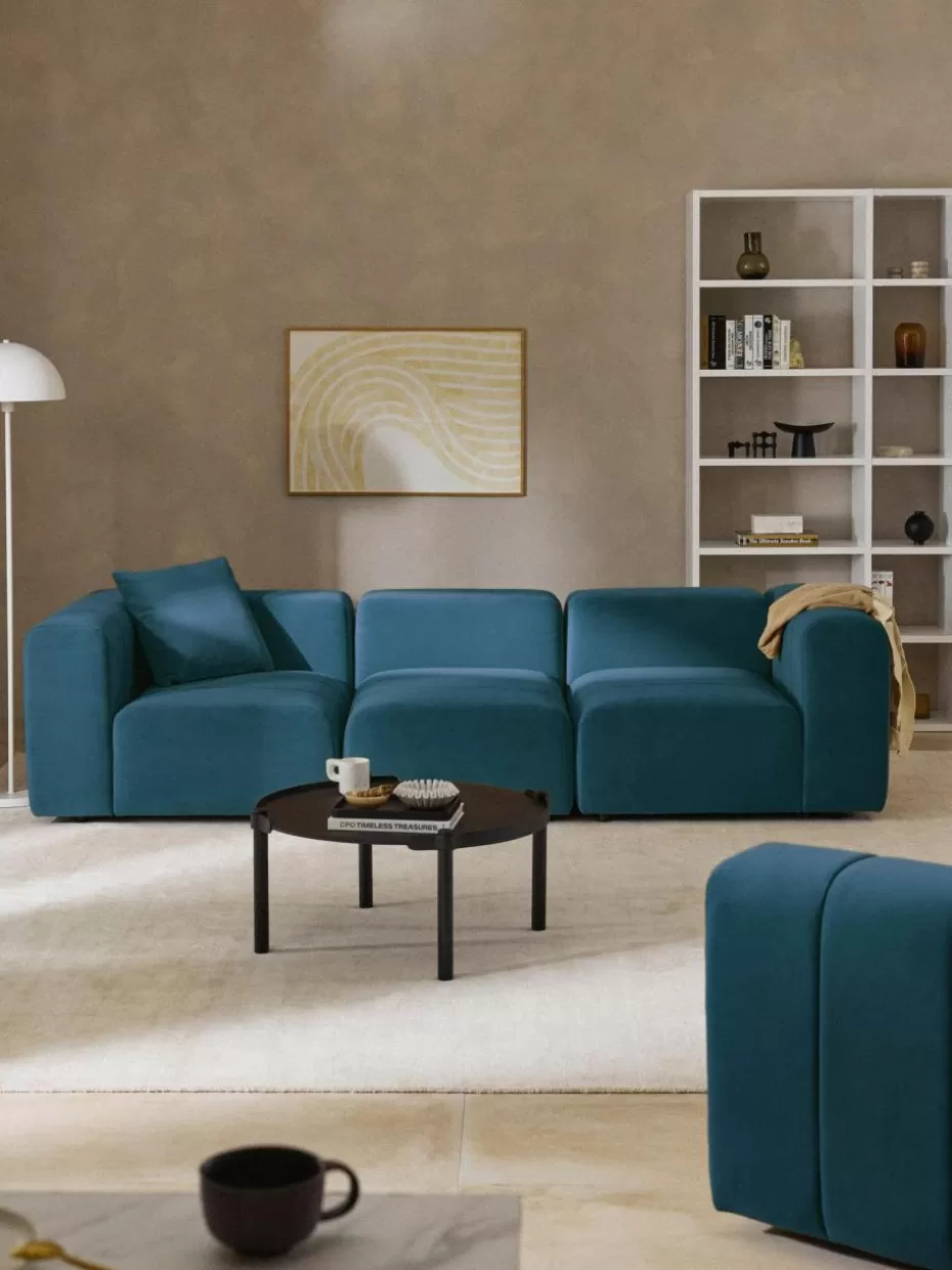 Sofaserien-Westwing Collection Samt-Mittelmodul Lena Samt Petrol