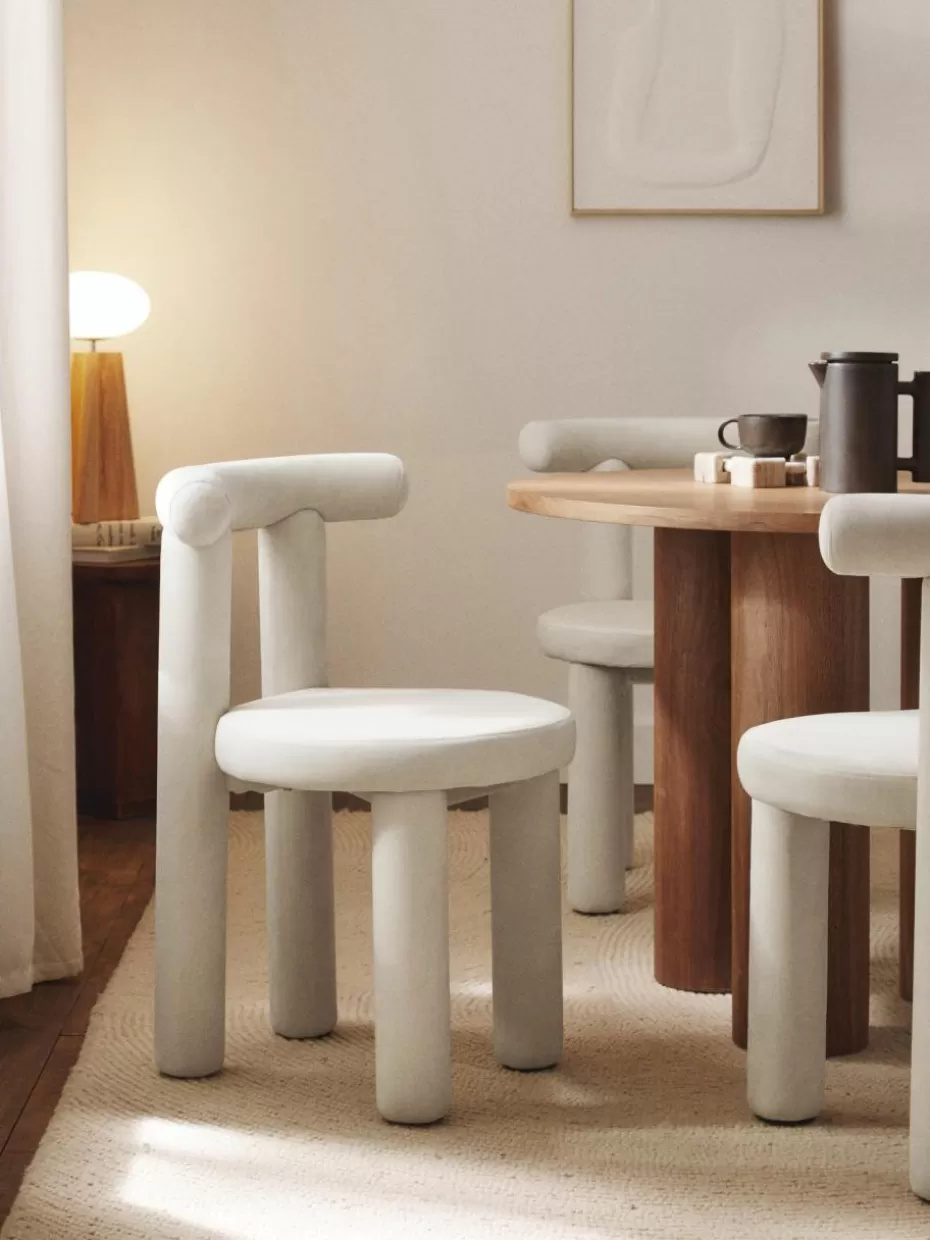 Stühle-Westwing Collection Samt-Polsterstuhl Calan Samt Cremeweiß