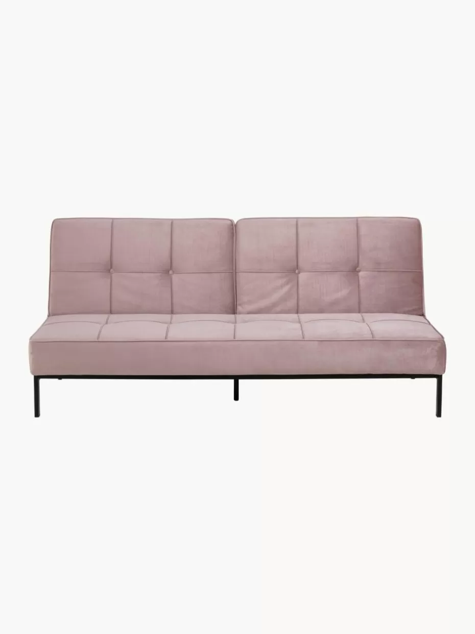 Sofas-Westwing Samt-Schlafsofa Perugia (3-Sitzer) Samt Altrosa