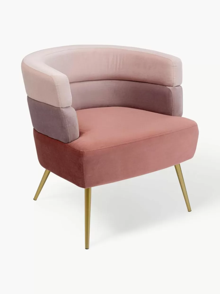 Sessel-Kare Design Samt-Sessel Sandwich im Retro-Design Samt Rosatöne, Goldfarben