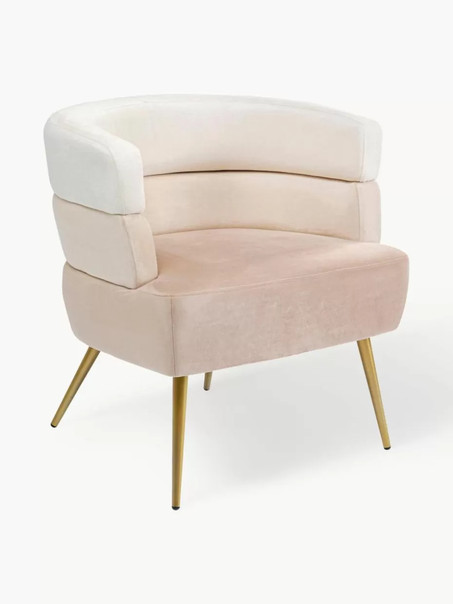 Sessel-Kare Design Samt-Sessel Sandwich im Retro-Design Samt Beigetöne, Goldfarben