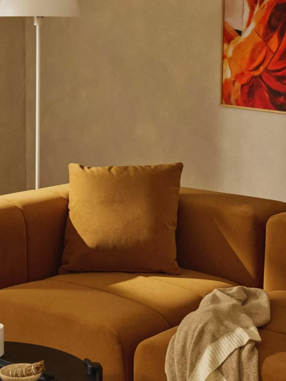 Sofakissen | Sofaserien-Westwing Collection Samt-Sofa-Kissen Lena Samt Ocker