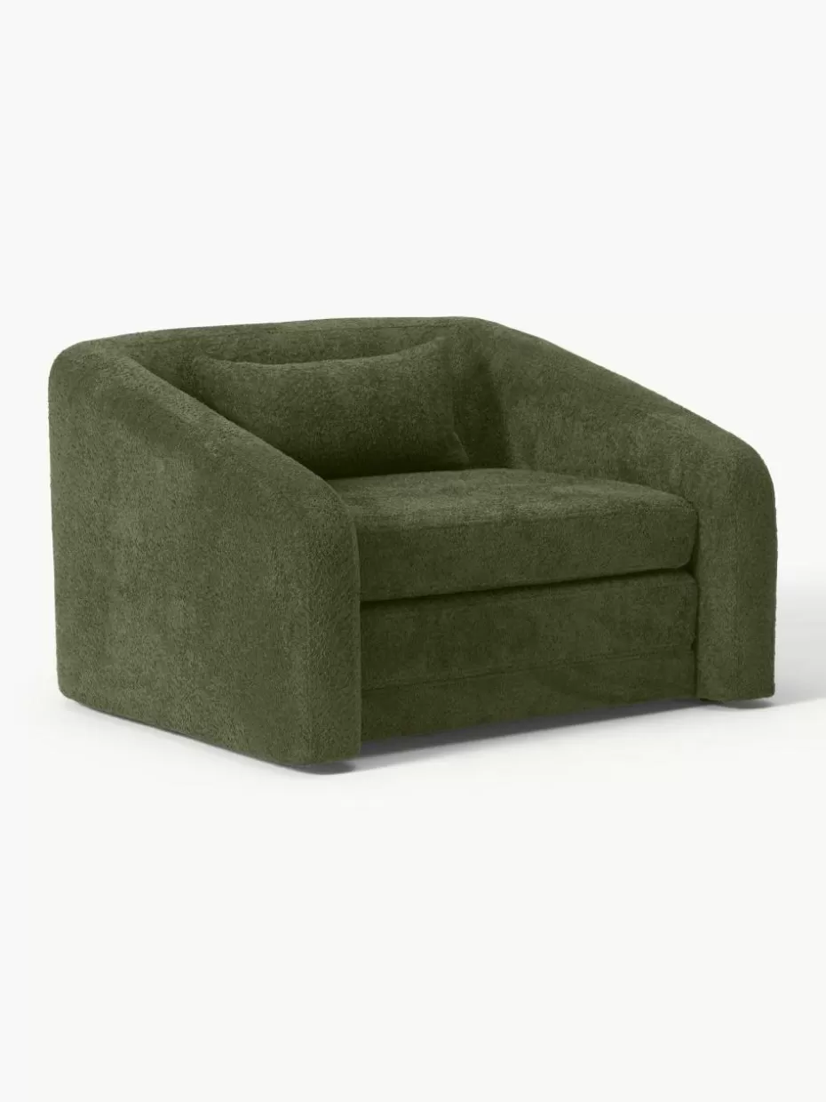 Sessel | Sofas-Westwing Collection Schlafsessel Eliot aus Teddy-Bouclé Teddy-Bouclé Dunkelgrün