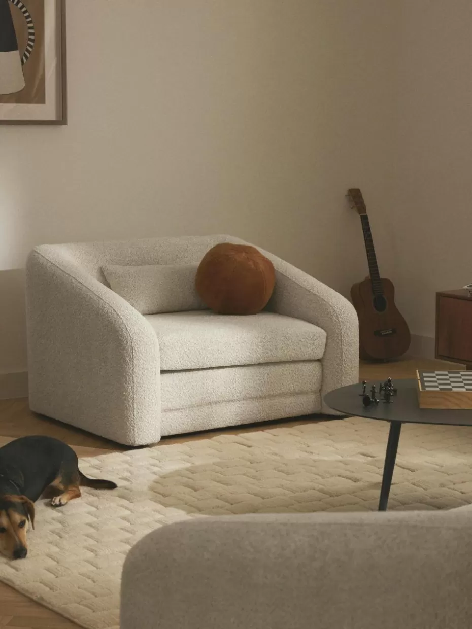 Sessel | Sofas-Westwing Collection Schlafsessel Eliot aus Teddy-Bouclé Teddy-Bouclé Off White