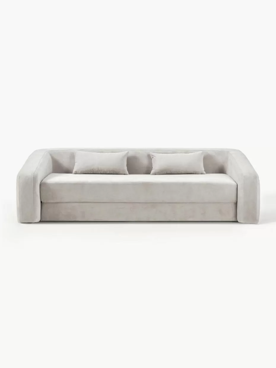 Sofas | Sofaserien-Westwing Collection Schlafsofa Eliot (3-Sitzer) Webstoff Hellgrau