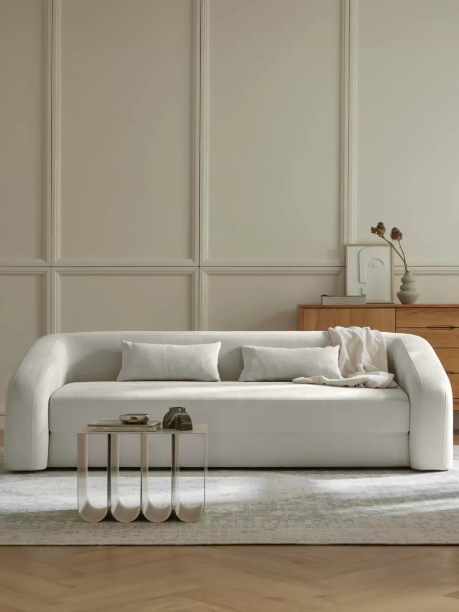 Sofas | Sofaserien-Westwing Collection Schlafsofa Eliot (3-Sitzer) Webstoff Hellgrau
