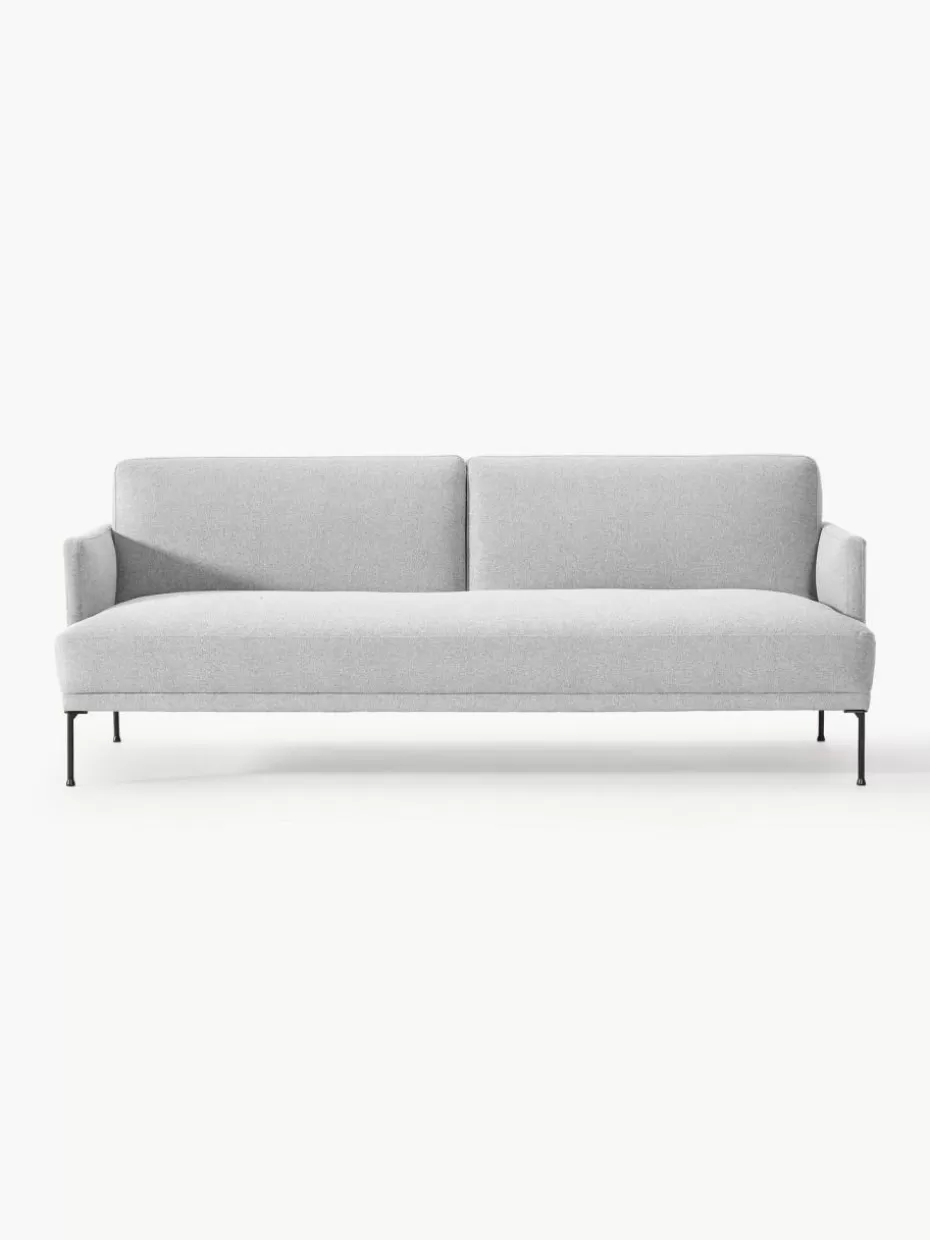 Sofaserien-Westwing Collection Schlafsofa Fluente (3-Sitzer) Webstoff Hellgrau
