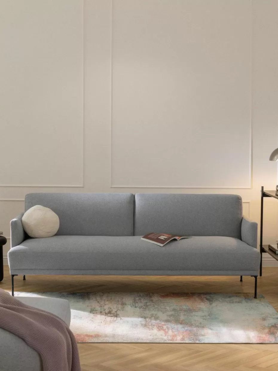 Sofaserien-Westwing Collection Schlafsofa Fluente (3-Sitzer) Webstoff Hellgrau