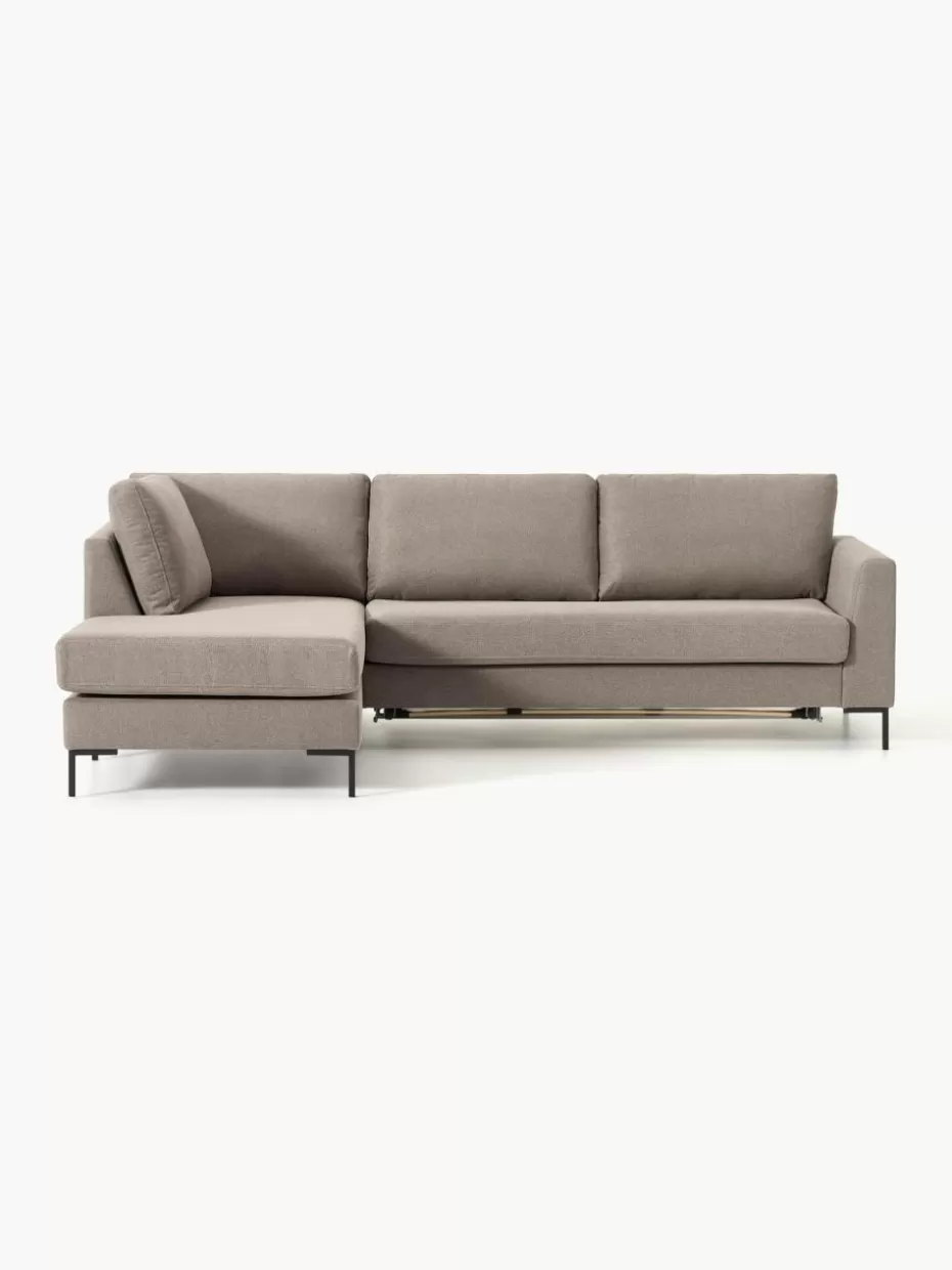 Sofas | Sofaserien-Westwing Collection Schlafsofa Luna (3-Sitzer) mit Matratze Webstoff Taupe