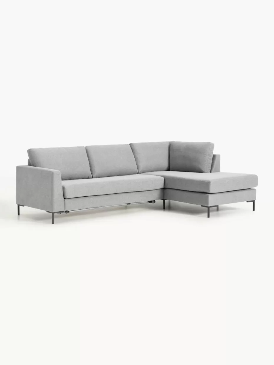 Sofas | Sofaserien-Westwing Collection Schlafsofa Luna (3-Sitzer) mit Matratze Webstoff Grau
