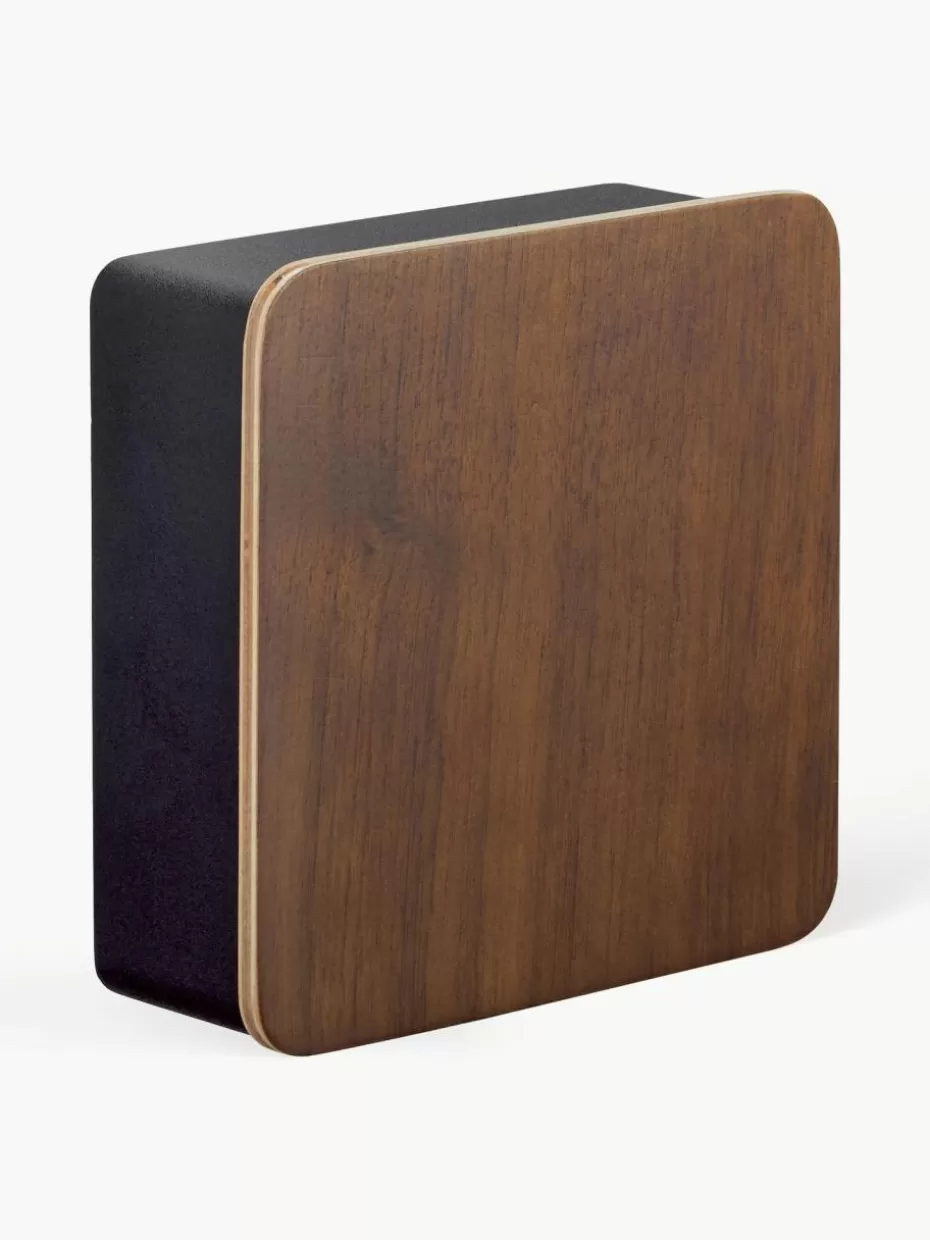 Garderoben-Yamazaki Schlüsselkästchen Rin mit magnetischer Rückseite Schwarz, Dunkles Holz
