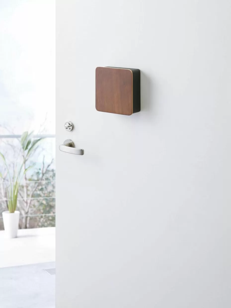 Garderoben-Yamazaki Schlüsselkästchen Rin mit magnetischer Rückseite Schwarz, Dunkles Holz