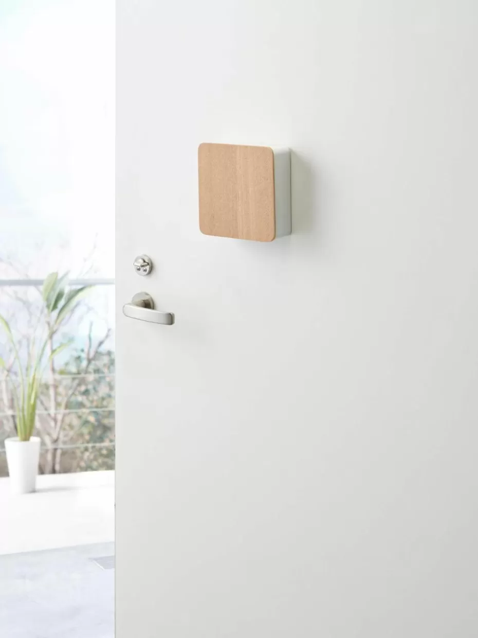 Garderoben-Yamazaki Schlüsselkästchen Rin mit magnetischer Rückseite Weiß, Helles Holz