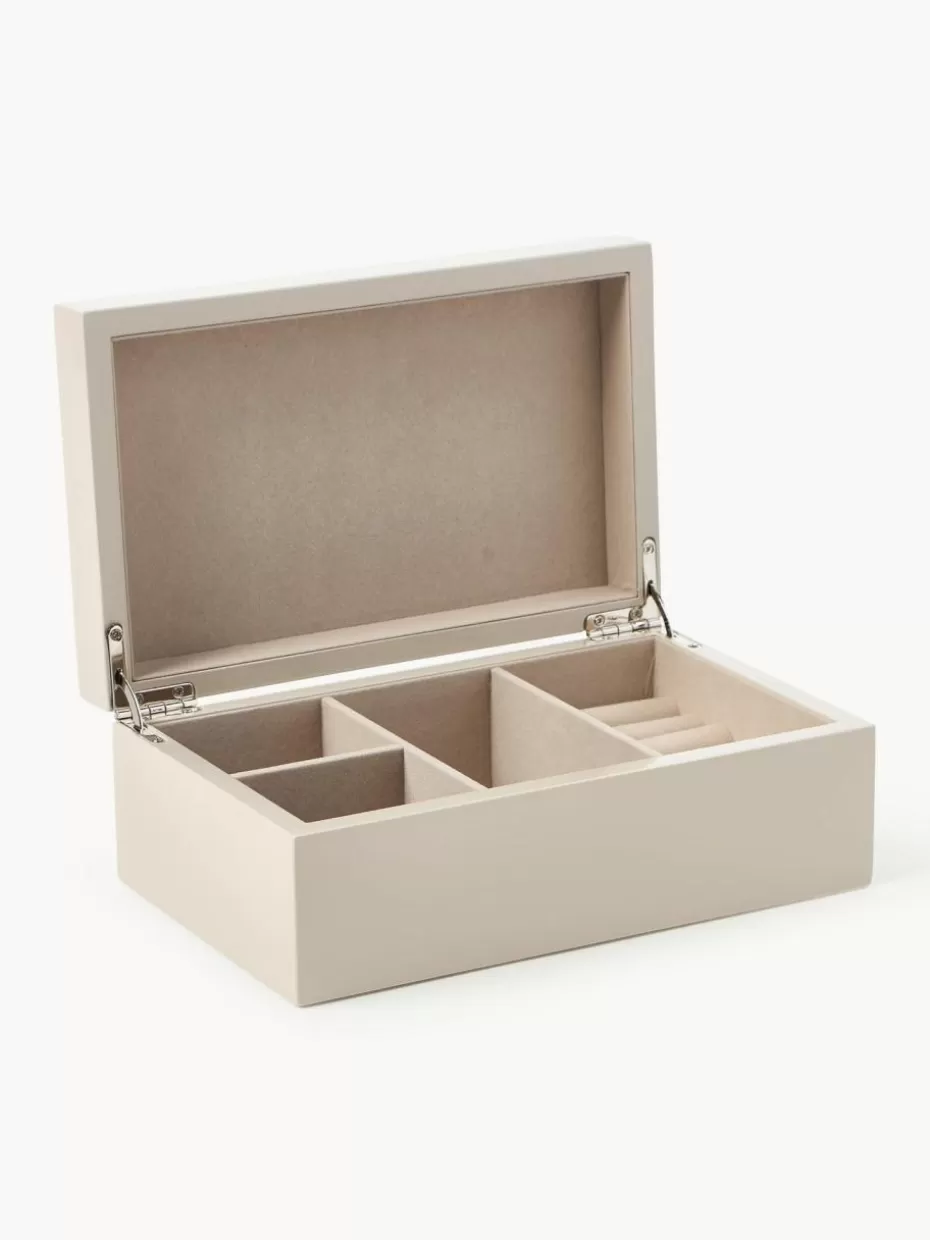 Dosen & Schmuckkästchen-Westwing Collection Schmuckbox Taylor Hellbeige, glänzend