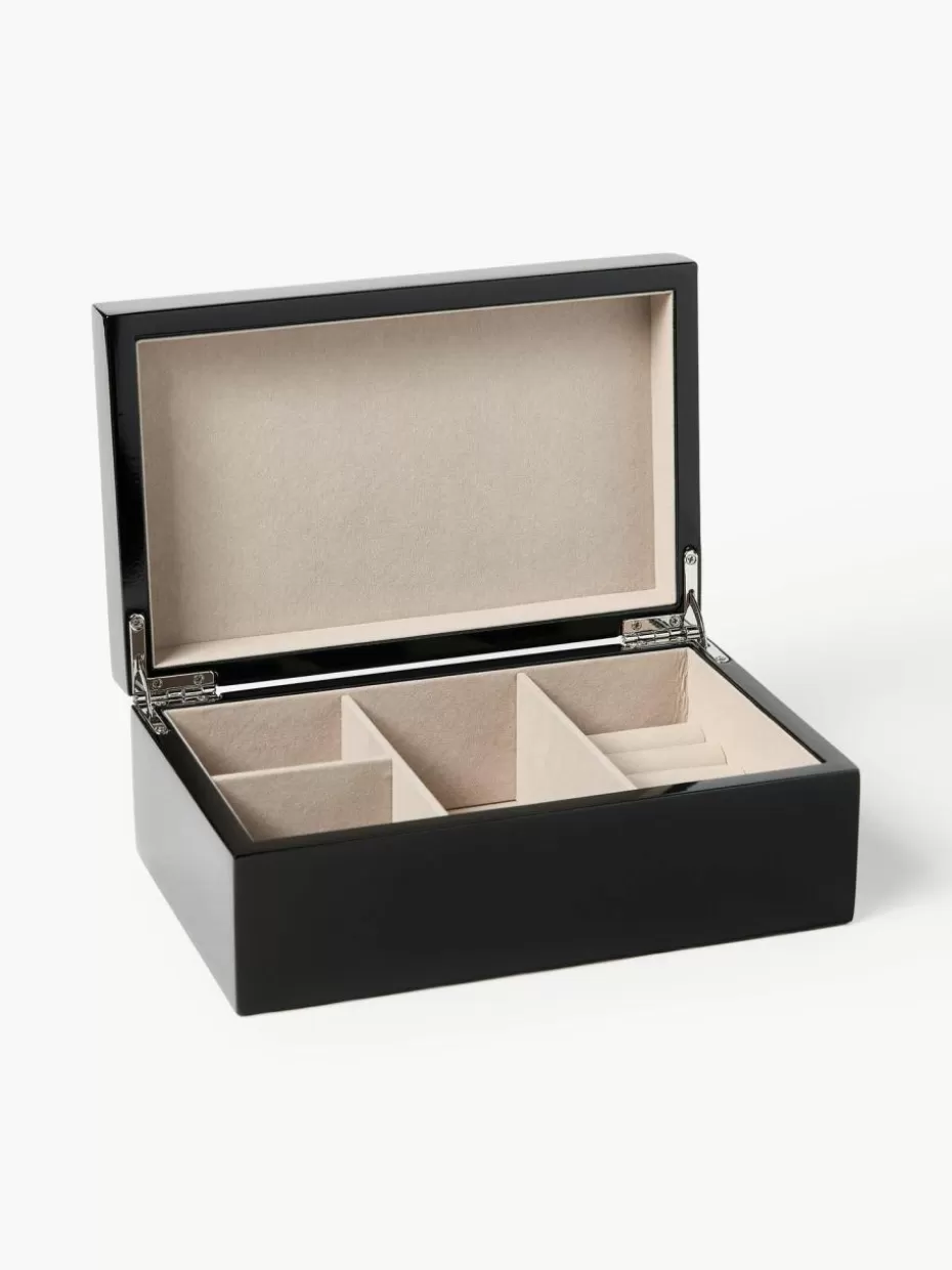 Dosen & Schmuckkästchen-Westwing Collection Schmuckbox Taylor Schwarz, glänzend